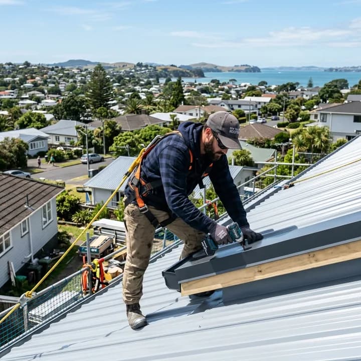Roofer working on a roof
