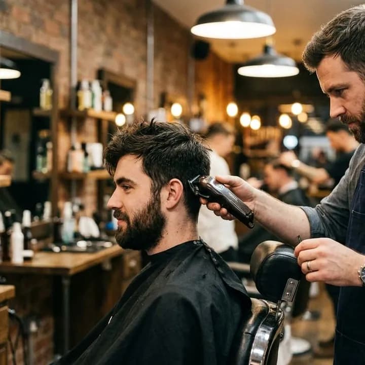 Barber at work