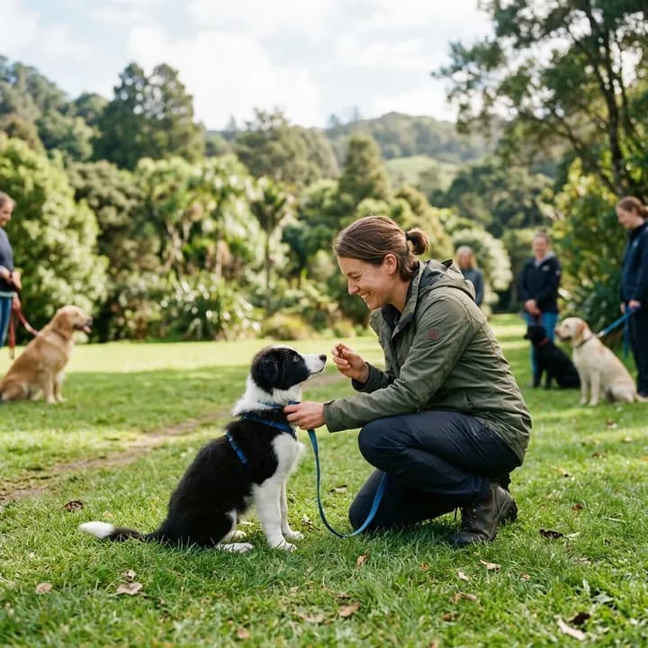 Puppy training session