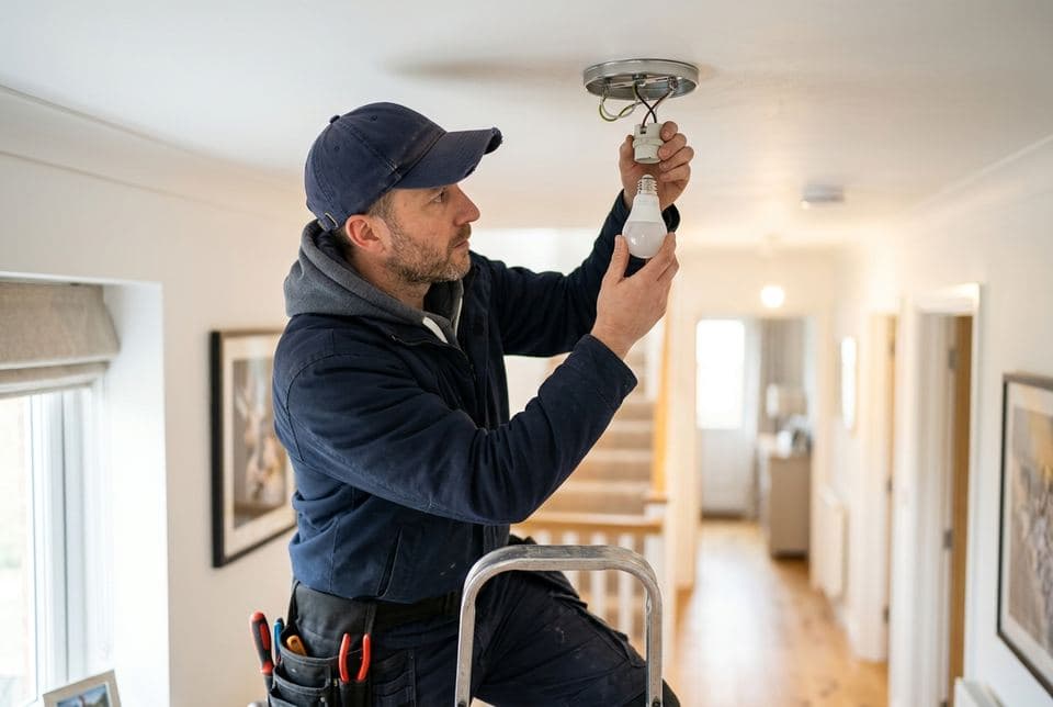 Electrician working on a switchboard